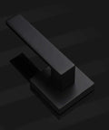 Matte Black Dummy Door Levers Interior Handles For Closets And Pantry Doors, single handle close-up on black surface