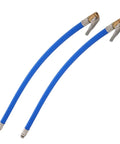 Universal Tire Inflator Hose Kit 2pcs With Copper Locking Air Chuck For All Vehicles Easy Carry Small Size Lightweight Gear To Store Anywhere In Your Garage Or Trunk Ready To Use For Road Trips Or Emergencies When You Need Air For Your Tires, blue hoses with copper chucks
