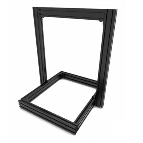 Frame made with 600mm V Slot 2040 Aluminum Extrusion Linear Rail Set for 3D printers and CNC DIY projects, anodized European standard black finish.