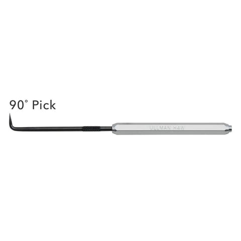 90-degree B tip of H4W 4 Piece Hook And Pick Set mounted on a handle, used for O rings, against white background.
