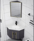 Slap This Corner Bathroom Vanity Sink Set On Your Wall With Smooth Ceramic Vessel Basin And Sleek Mirror for compact spaces.