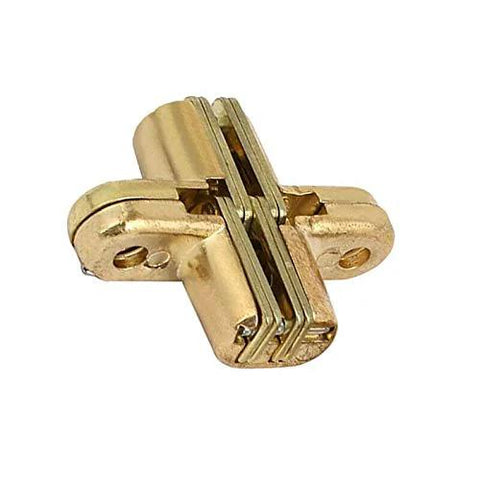 Gold Hidden Cross Hinge Set For Folding Wooden Tables And Cabinets With 180 Degree Invisible Action Rustproof Zinc Alloy