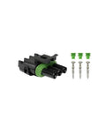 Plug Kit Throttle Position Sensor With 3-Pin Weather Pack Female Electrical Connector That Is Black Plastic Sealed Waterproof For Super Easy Direct Fit And Reliable Replacement To Fix Your Car S Speed Issues Today, black connector and terminals