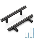 Stainless Steel Cabinet Handles With Three Inch Hole Spacing Drawer Pulls For Cabinets Dresser And Bathroom Rust Resistant Durable Set Of 30 High Quality Kitchen And Furniture Hardware, matte black finish with screws.