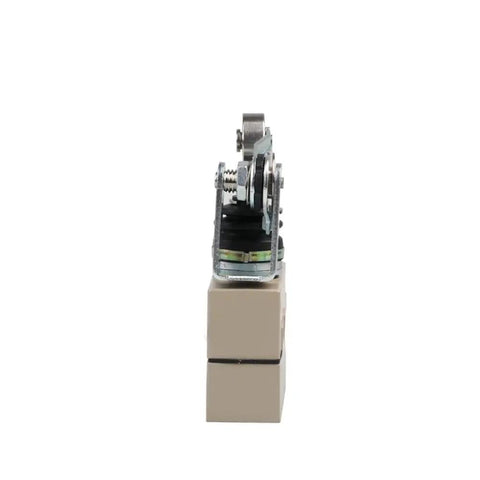 Side view of Heavy Duty Commercial Door Micro Switch with Roller Plunger IP65 Waterproof Limit Switch 250V 15A on white background.
