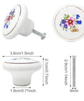 Snag These Knockout Hand Painted Ceramic Knobs Six Piece Set For Kitchen Cabinets Dressers Smooth Touch Easy Install Hardware Killer Vintage Style Pulls, showing dimensions and details.