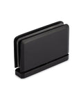 Matte black Workhorse Pivot Glass Hinge for half inch doors, close-up view, suitable for 36 inches wide and 145 lbs capacity