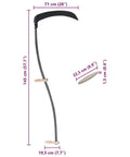 Diagram of Heavy Duty 57.1 Inch Steel Grass Sickle Scythe With Wooden Handle and Grinding Stone for lawn and garden use