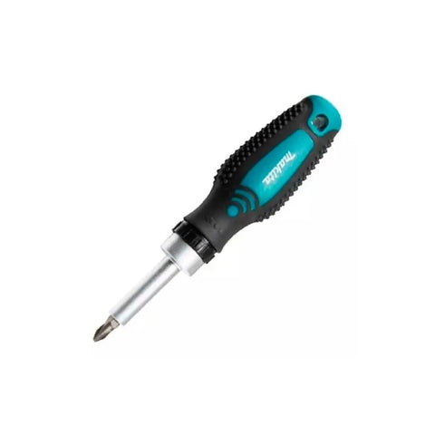 Ratcheting Screwdriver With Dual Action Clockwise And Counterclockwise, Rubberized Grip, Lanyard Hole, Includes PH2 Insert Bit