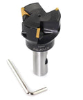Oscarbide indexable end mill, 3/4 in shank, 2 in cutting diameter, 3-flute carbide inserts; includes Allen key