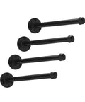 Rock Solid Heavy Duty Wall Mounted Shelf Brackets Four Pack Black Iron Pipe Style showing four black steel brackets for wall mounting.