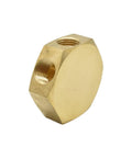 Side view of Brass Flat Hex Pneumatic Manifold FPM44R 3 Way Outlets 1/4 Inch NPT Female Inlets and Outlets showing thread openings.