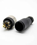M12 A Code Waterproof Circular Cable Connector with field installable screw termination, unshielded straight 8-pin female aviation plug for industrial sensors.