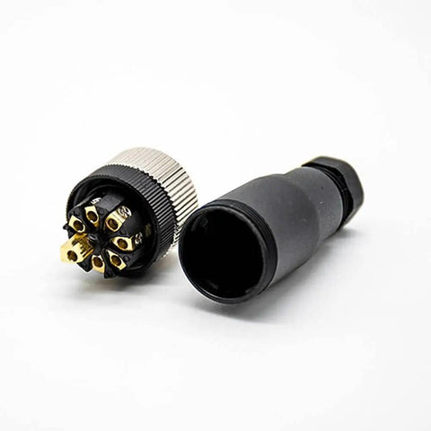 M12 A Code Waterproof Circular Cable Connector with field installable screw termination, unshielded straight 8-pin female aviation plug for industrial sensors.