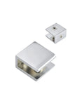 Close-up of Heavy Duty Cabinet Shelf Clips 10 Piece Panel Bracket Holder Zinc Alloy Glass Clamp for Shelves and Doors.