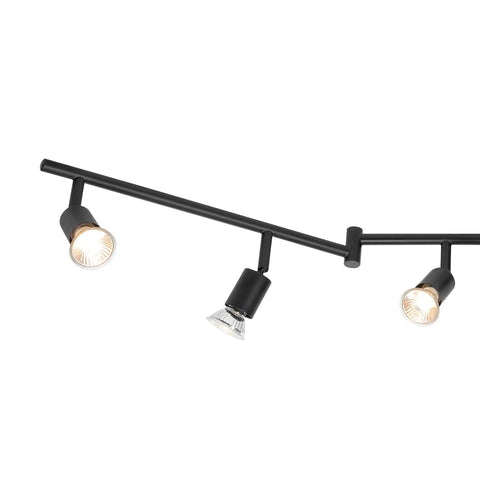 Six Light Foldable Track Lighting Kit With Adjustable Heads And Bendable Arms In Matte Black Finish, Dimmable GU10 Base, Modern Industrial Style