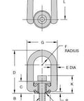 Technical diagram of Heavy Duty Swivel Hoist Ring With 360 Degree Swivel And 180 Degree Pivot Load Rating 2500 Lbs Black Oxide Finish