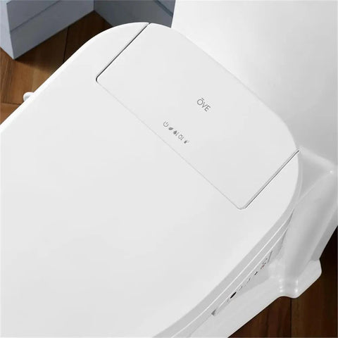 Top view of Electric Bidet Smart Toilet Seat For Elongated Bowls, featuring user controls and sleek design.