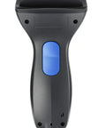 USB Barcode Scanner Linear Imager With LED Indicator For 1D Barcodes Aggressive Scan Speed Drop Resistant Up To 5 Feet Built Tough USB Plug And Play Slate Blue Black Finish, front view.