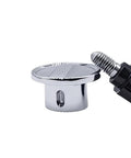 Get That Perfect Batch Every Time With This Stainless Steel Mixer Hub Cap And Thumb Knob Screw Kit Quick Install Replacement Parts For Stand Mixer Hardware No Fuss Daily Use - close-up view of the stainless steel hub cap and black thumb knob screw.