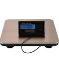 Heavy Duty Digital Shipping Scale With Six Hundred Sixty Pound Load And Smooth Stainless Steel Platform For Real Deal Accurate Parcel Weighing Plus Straight Up LCD Readouts, front view.