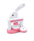One Handed Button Maker Press Kit For DIY Crafts 55mm And 35mm Installation Free 70 Pack Pin Maker, pink and white handle