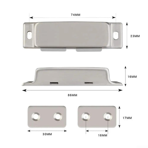 Stainless Steel Magnetic Door Catch For Cabinets And Doors No Fuss Ultra Thin Strike Plate Included dimensions view