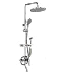 Heavy Duty Surface Mounted Shower Faucet Mixer with 304 Stainless Steel Body Featuring ABS Round Top Spray and Three Function Booster Handheld Sprayer, wall-mounted design.