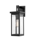 Dope Outdoor One Light Steel Sconce With Anti Rust Powder Coat Black Wet Rating And Clear Glass Shade, Hardwired 120V, Dimmable