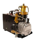 Heavy Duty Electric High Pressure Pump 4500 Psi Dual Purpose Submersible Inflator Water Transfer Workhorse Built Tough Rock Solid 220V Pro Grade Setup side view showing detailed components and robust construction.