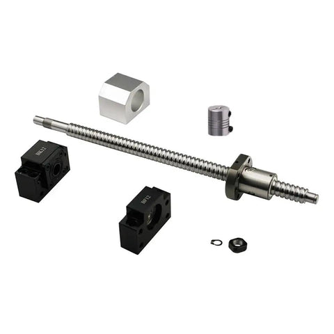 Upgrade Your CNC Setup With A Killer SFU1605 Ball Screw And Nut Kit featuring a 16mm precision ground drive shaft and BK BF end supports.