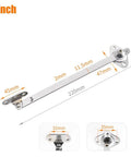 Rock Solid Cabinet Flap Stay Hinge with Down Drop Lid Support and Sliding Rail, iron-zinc alloy, silver finish, 8 inch dimensions