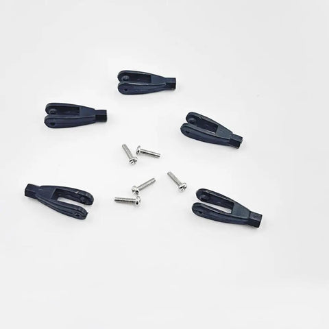 Five Pack RC Airplane Servo Linkage Rod Clevis Coupler U Shaped Nylon Clamp With Screws For 2mm Rod For RC Plane Helicopter DIY Model Aircraft Pushrod Connecting Part Black