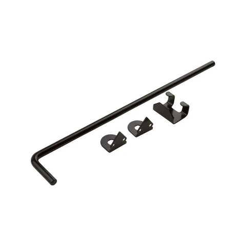 Beefy Heavy Duty Cane Bolt Door Latch Half Inch By Eighteen Inch Black Steel Gate Hardware with mounting brackets