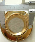 Top Shelf Concealed Fire Sprinkler Decorative Cover Slick Copper Plated Iron Pipe Plate size measurement with caliper on a shiny finish.