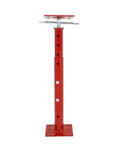 Real Deal Heavy Duty Adjustable House Floor Jacks Rated At 17500 Lbs showing a red steel support jack, height adjustable from 19 to 36 inches.