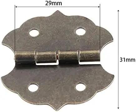 Old School Antique Bronze Vintage Flower Cabinet Door Butt Hinges For 4 Holes With Screws 29 By 31mm Decorative Hardware