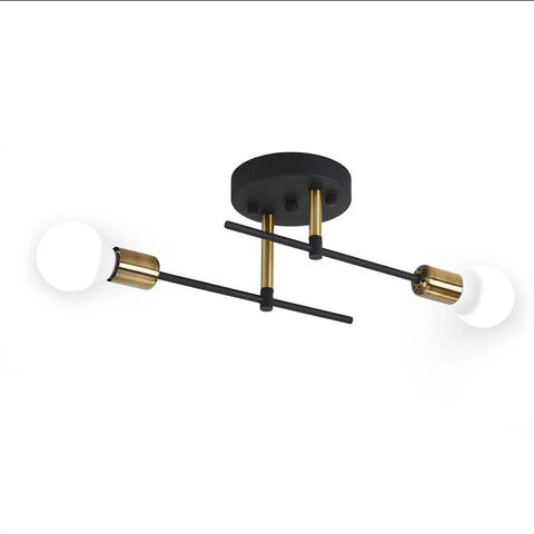 Matte Black Rustic Ceiling Light Semi Flush Mount Two Bulb Fixture With E26 Base For Farmhouse Kitchen Dining Room Bathroom And Bedroom Modern Industrial Style Vibe