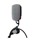Premium Level Two Electric Vehicle Charger With J1772 Connector And Adjustable Wall Box EVSE mounted with charging cable.