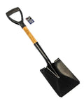 Heavy Duty Square Shovel With 27 And A Half Inch Steel Blade And Wood Handle 45 HRC Hardness Knurled D Handle 8 Inch By 6 Inch Scoop
