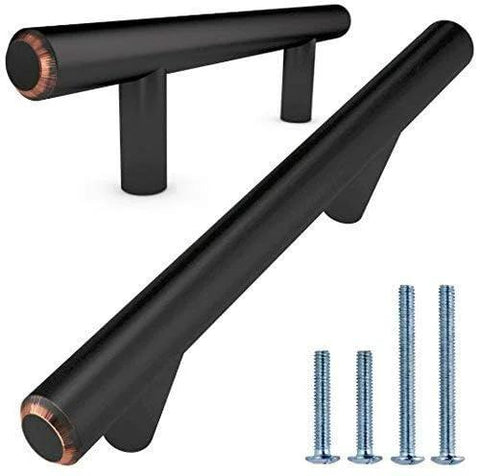 Solid Stainless Steel Euro Bar Cabinet Handle Drawer Pull One Half Inch Diameter Five And Three Eighths Inch Length Oil Rubbed Bronze Finish
