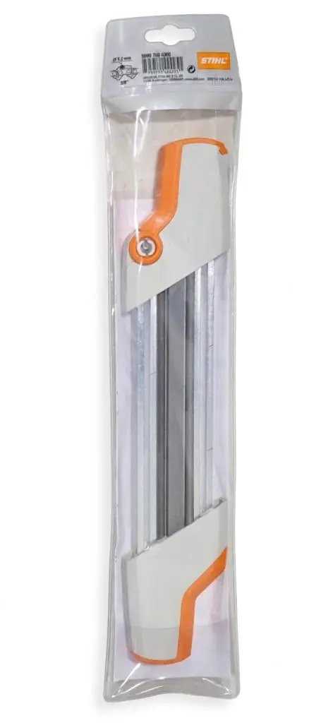 Two In One Workhorse Easy File Chainsaw Chain Sharpener Three Eighths Inch, Quick Cutter Resharpening And Depth Gauge Lowering In One Step, Handy Portable File Holder For 5605 750 4305 Chainsaw Chains in clear plastic package