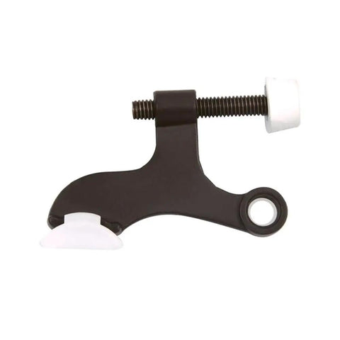 Durable Oil Rubbed Bronze Hinge Pin Door Stops 5 Pack Zinc Alloy Adjustable 85 to 125 Degrees view of single stop in bronze