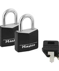 Black Outdoor Keyed Padlock Set With Weather Resistant Cover, Keyed Alike For Lockers, Fences, Sheds And Equipment, 2 pack