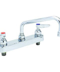 Workboard Faucet For Deck Mount, 8 Inch Centers, 12 Inch Swing Nozzle With Lever Handles, Built To Last, Commercial Kitchen Ready Durable Silver Finish