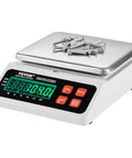 Industrial Counting Scale for Parts and Coins With 10 Kg Capacity, showing LED display and stainless steel pan with screws