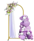 Gold Six Foot Arch Backdrop Stand For Balloons And Garlands with floral and purple balloon decoration, sturdy metal wedding frame