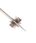 Onion cutter head in stainless steel, plum-blossom design with star-shaped blades (close-up).