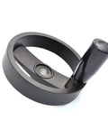 T20 Hand Crank Lead Screw Assembly With 100 Mm Foldable Aluminum Handwheel 20 Mm Steel Threaded Rod 600 Mm Length Manual Feed Control - close-up view of black aluminum handwheel.