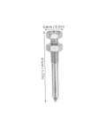 Pro Grade Lawn Aerator Shoes Spikes Kit Heavy Duty Metal Pegs detailed view with size dimensions in silver color